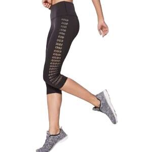 Lululemon Reveal Crop 17" Leggings Stripes Mesh Athletic Stretch Yoga Black 6